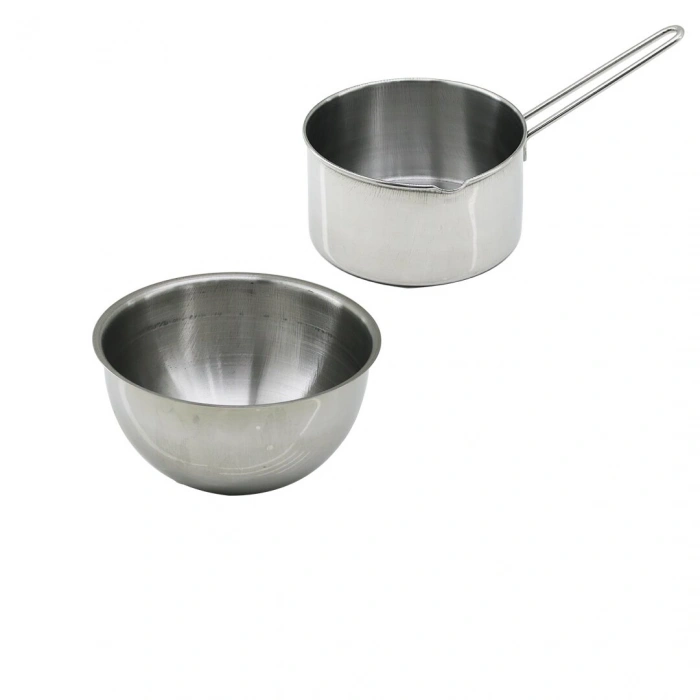 2PCS SET PASLANMAZ ÇELİK CHEFF SÜTLÜK - SOSLUK=14CM - DERİN KAP=17CM (5365)