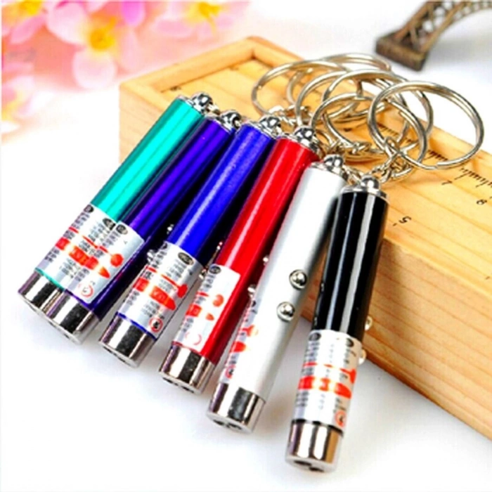 3 Fonksiyonlu Kırmızı Beyaz Işıklı Led Lazer Kedi Köpek Oyuncak Anahtarlık (5365)