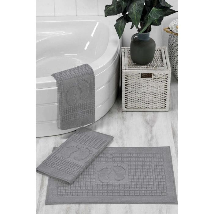 3 Piece Bathroom Foot Towel 100% Cotton 50x70 Cm Light Gray