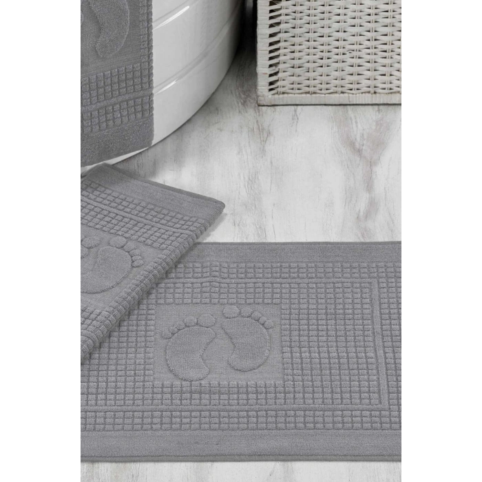 3 Piece Bathroom Foot Towel 100% Cotton 50x70 Cm Light Gray