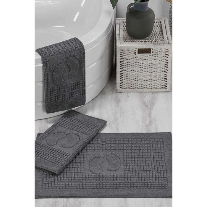 3 Piece Bathroom Foot Towel 100% Cotton 50x70 Cm Anthracite