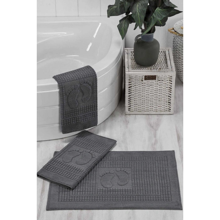 3 Piece Bathroom Foot Towel 100% Cotton 50x70 Cm Anthracite
