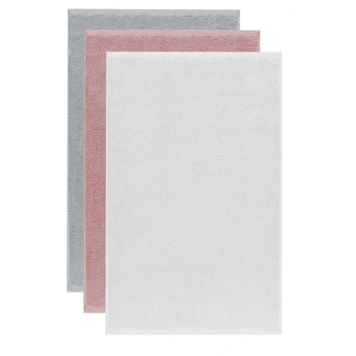3 lü Düz Renk El Yüz Havlu Seti %100 Pamuklu 50x90 Cm Gri-Gül-Beyaz