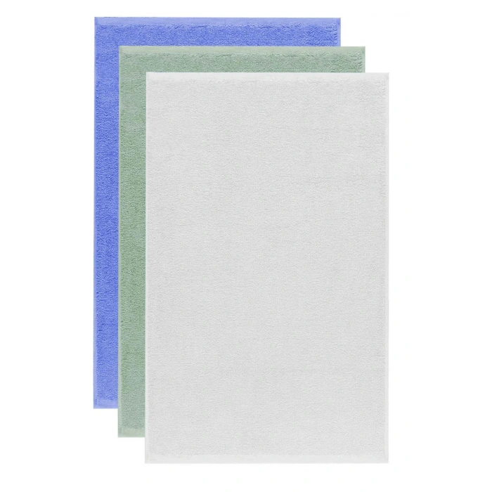 3 lü Düz Renk El Yüz Havlu Seti %100 Pamuklu 50x90 Cm Mavi-Yeşil-Beyaz