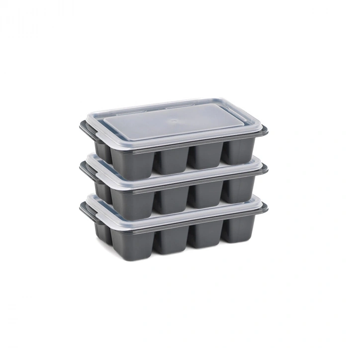 3lü Mini Buz Kalıbı - Küp Şekilli - Kapaklı - Plastik