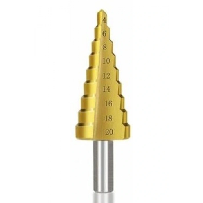 3 Piece Step Drill Bit Set Gradual Sheet Drilling Attachment HSS Titanium Coating (5365)