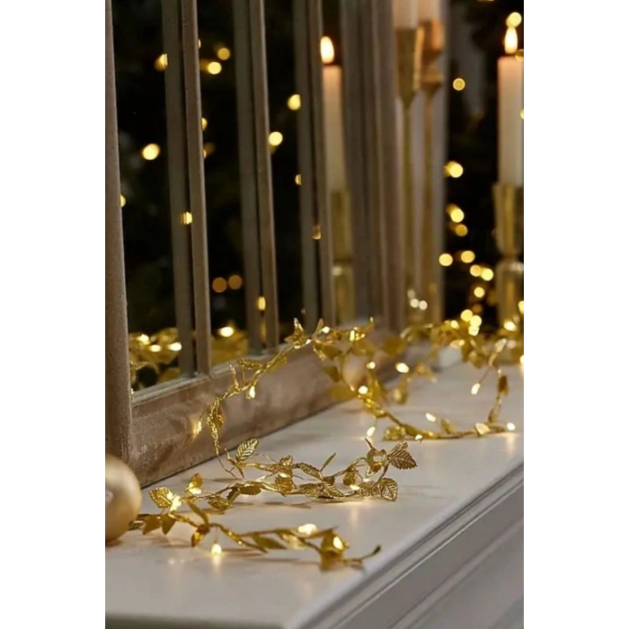 3 Metre Yaldızlı Gold LED Işık – Dekoratif Ortam ve Yılbaşı Aydınlatması