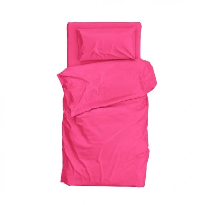 3 Parça pembe tek kişilik nevresim takımı