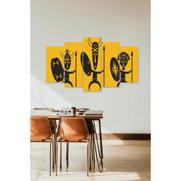 3 Savaşçı Manzarası 5 Parçalı Mdf Tablo 60 x 100
