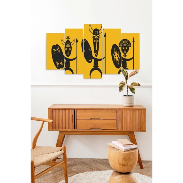 3 Savaşçı Manzarası 5 Parçalı Mdf Tablo 60 x 100