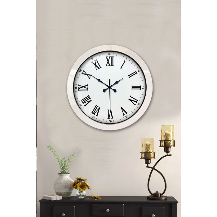 36 cm Beyaz Metal Roma Rakamlı Duvar Saati