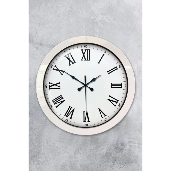 36 cm Beyaz Metal Roma Rakamlı Duvar Saati