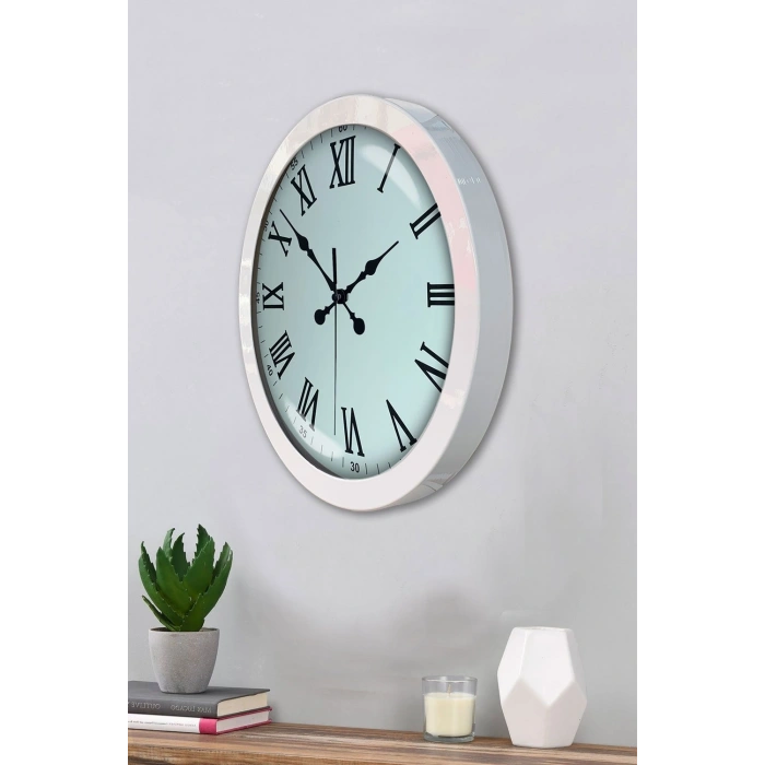 36 cm Beyaz Metal Roma Rakamlı Duvar Saati