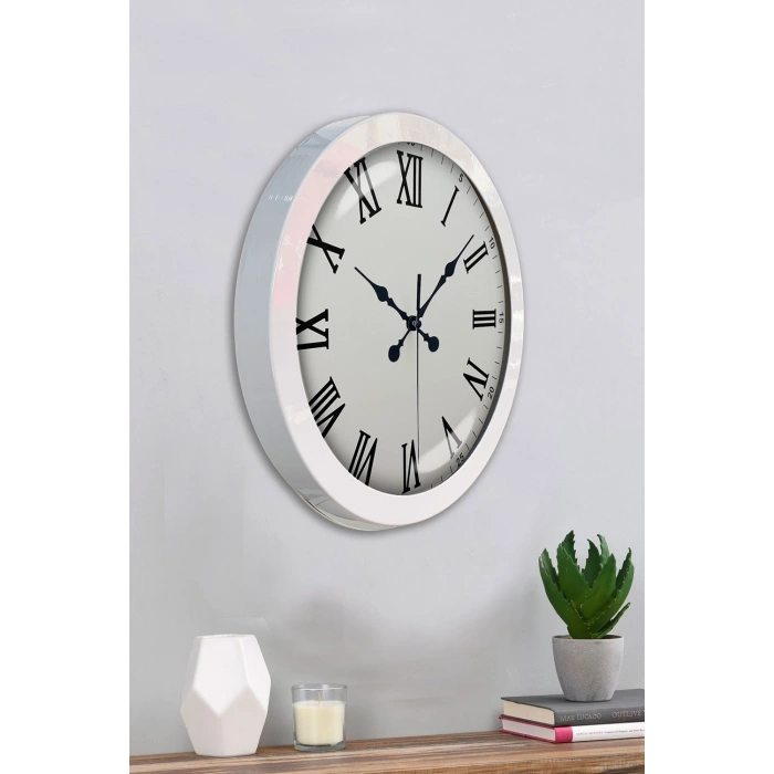 36 cm Beyaz Metal Roma Rakamlı Duvar Saati