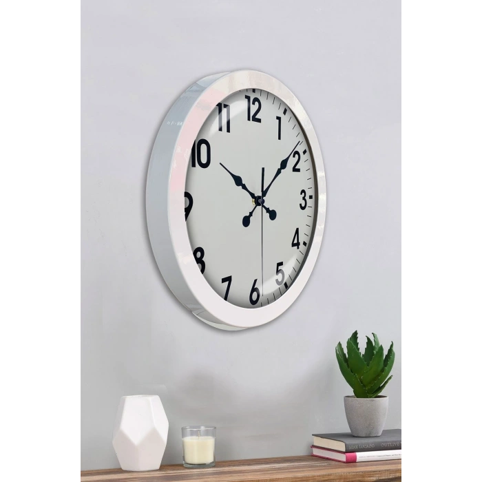 36 cm Beyaz Metal Standart Duvar Saati