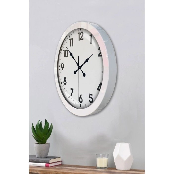 36 cm Beyaz Metal Standart Duvar Saati