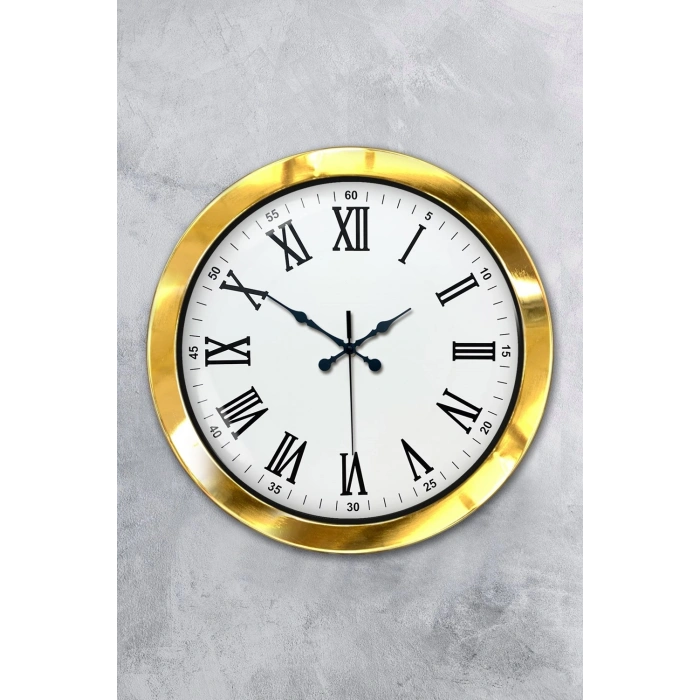 36 cm Gold Metal Roma Rakamlı Duvar Saati