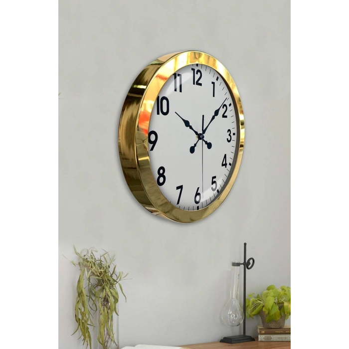 36 cm Gold Metal Standart Duvar Saati
