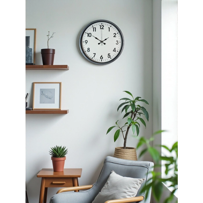 36 Cm Gri Standart Dekoratif Duvar Saati