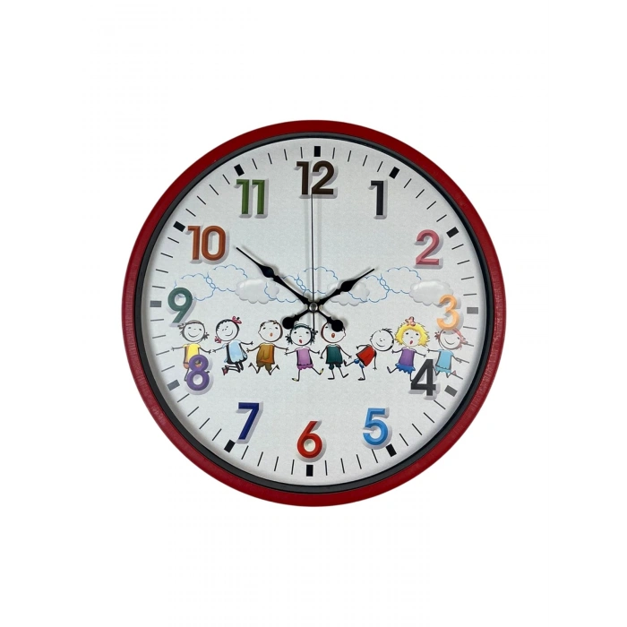 36 Cm Red Childrens Room Wall Clock