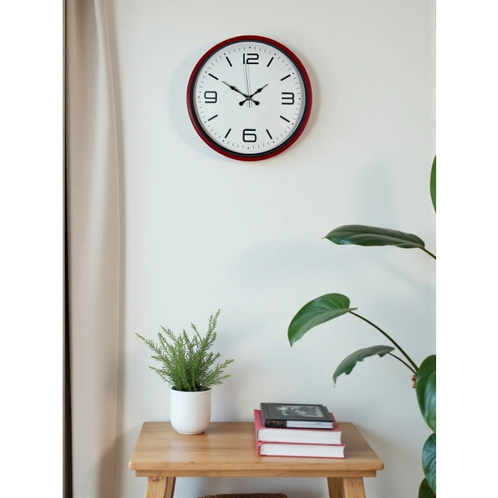 36 Cm Kırmızı Modern Dekoratif Duvar Saati