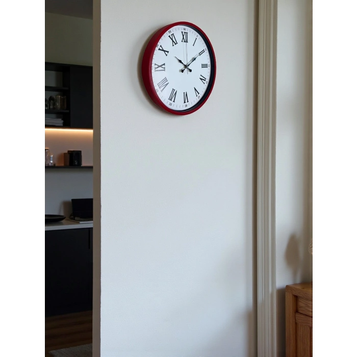 36 Cm Kırmızı Roma Rakamlı Duvar Saati