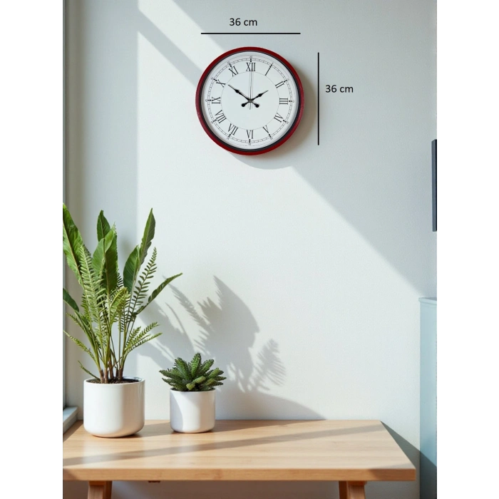 36 Cm Kırmızı Roma Rakamlı Duvar Saati