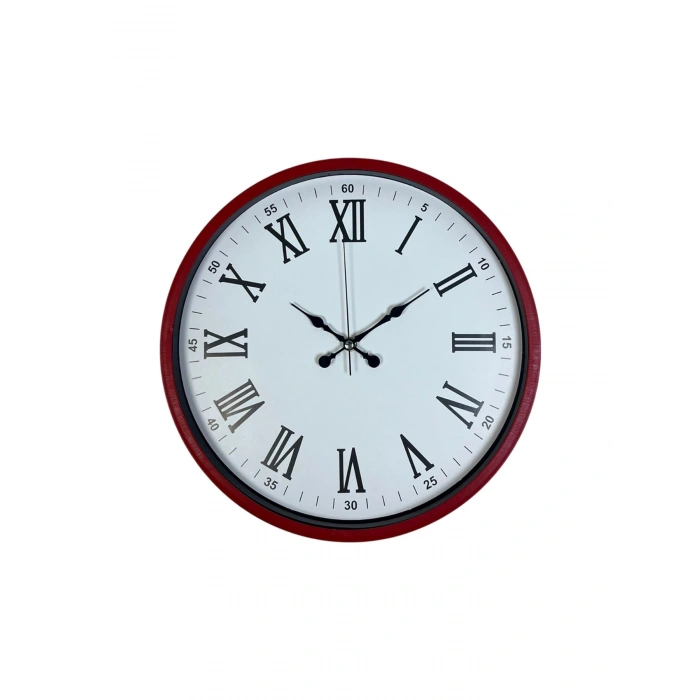36 Cm Kırmızı Roma Rakamlı Duvar Saati