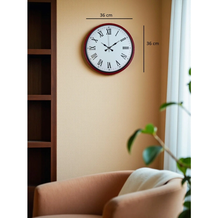 36 Cm Kırmızı Roma Rakamlı Duvar Saati