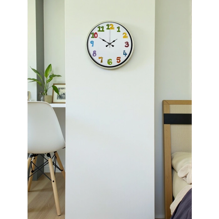 36 Cm Krem Çocuk Odası Duvar Saati