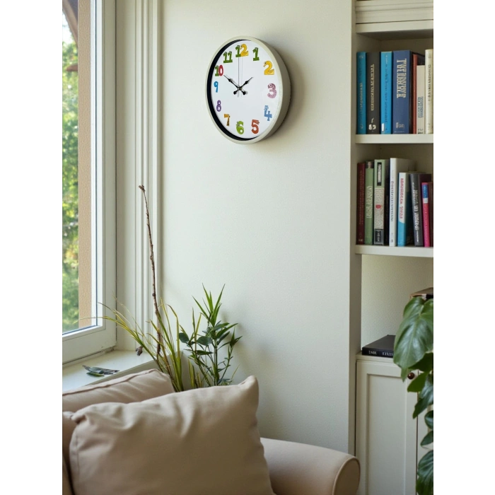 36 Cm Krem Çocuk Odası Duvar Saati