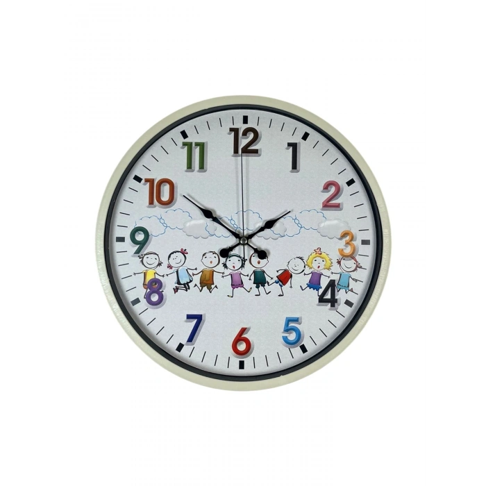36 Cm Krem Çocuk Odası Duvar Saati
