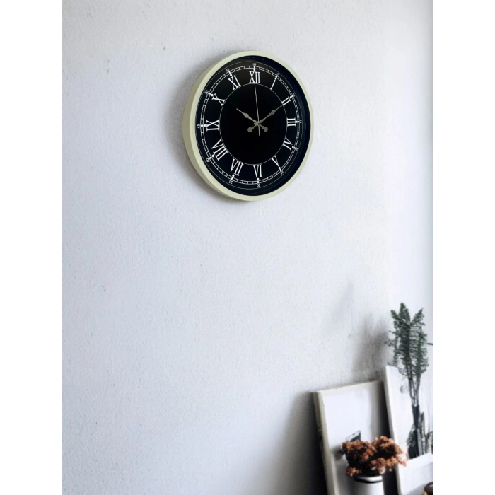 36 Cm Krem Dekoratif Duvar Saati