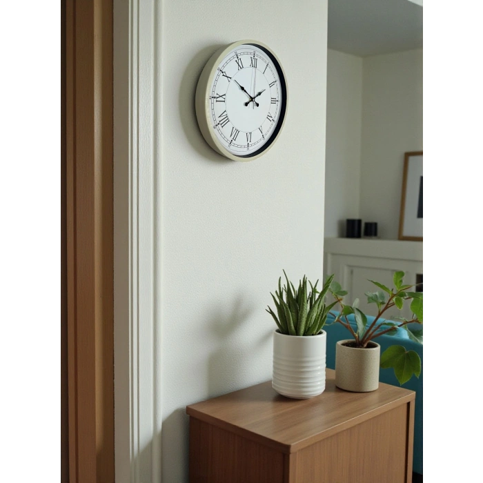 36 Cm Krem Dekoratif Duvar Saati