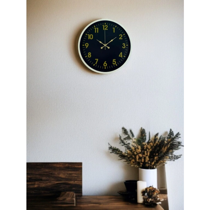 36 Cm Cream Gold Numbered Wall Clock