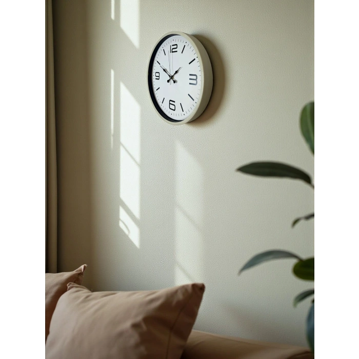 36 Cm Krem Modern Dekoratif Duvar Saati