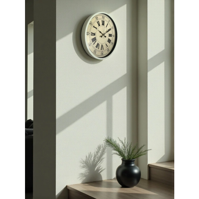 36 Cm Krem Retro Tasarım Duvar Saati