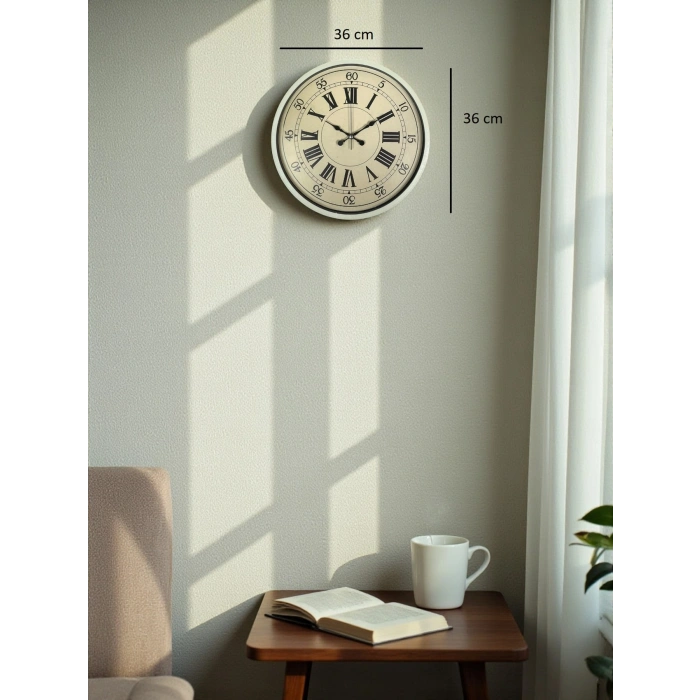 36 Cm Krem Retro Tasarım Duvar Saati