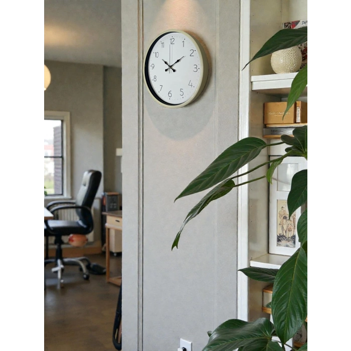 36 Cm Krem Sade Dekoratif Duvar Saati