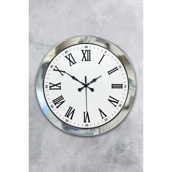 36 cm Krom Metal Roma Rakamli Duvar Saati