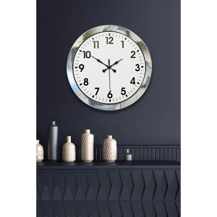 36 cm Krom Metal Standart Duvar Saati