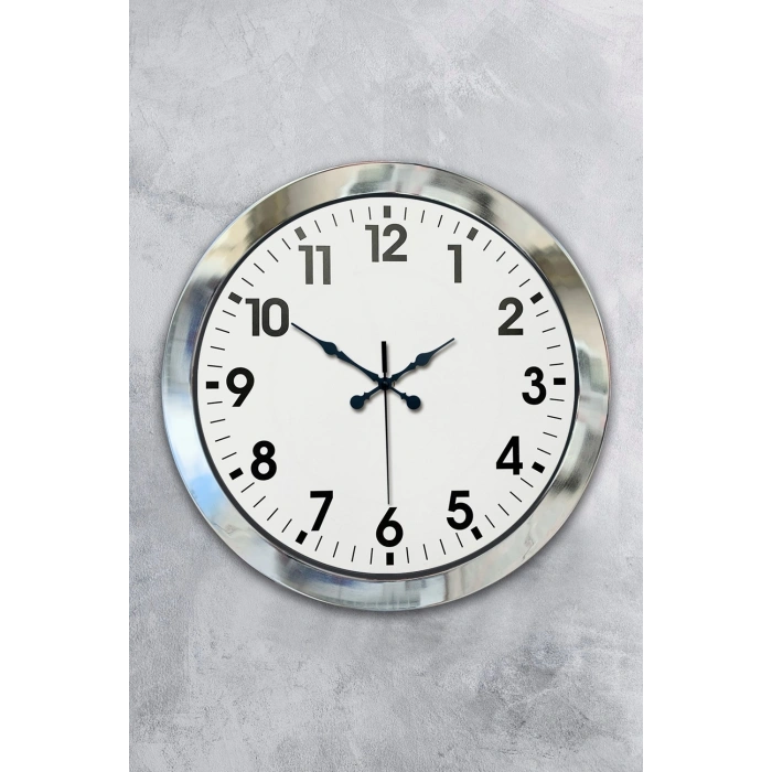 36 cm Krom Metal Standart Duvar Saati