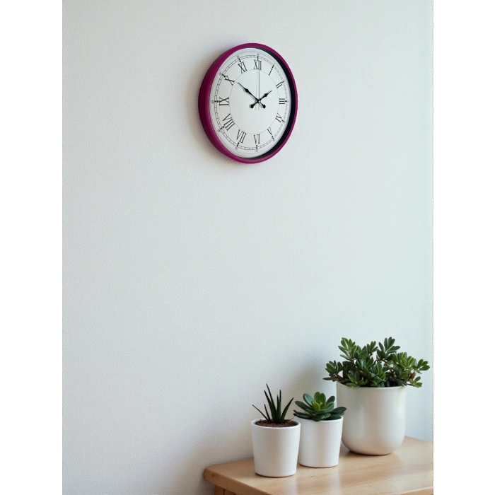 36 Cm Pembe Roma Rakamlı Duvar Saati