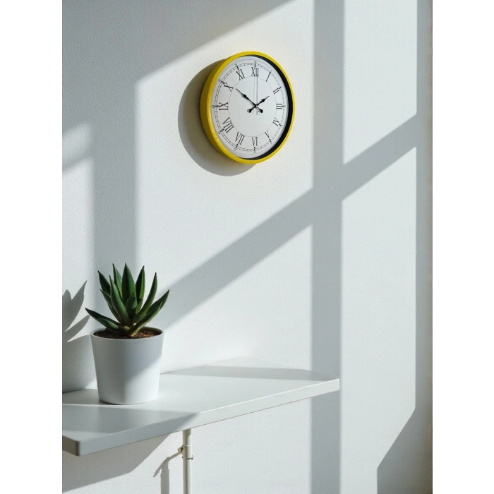 36 Cm Sarı Dekoratif Duvar Saati