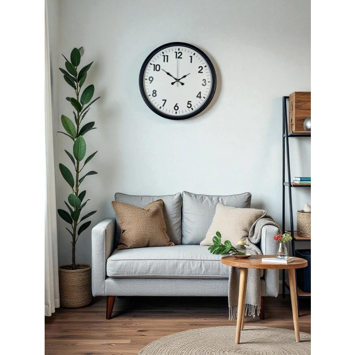 Zentime 36 Cm Black Decorative Wall Clock