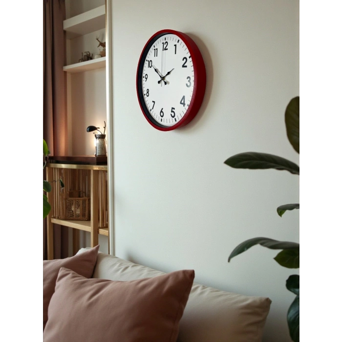 Zentime 36 Cm Red Decorative Wall Clock