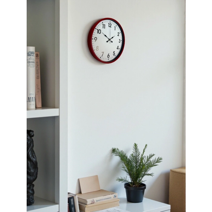 Zentime 36 Cm Red Decorative Wall Clock