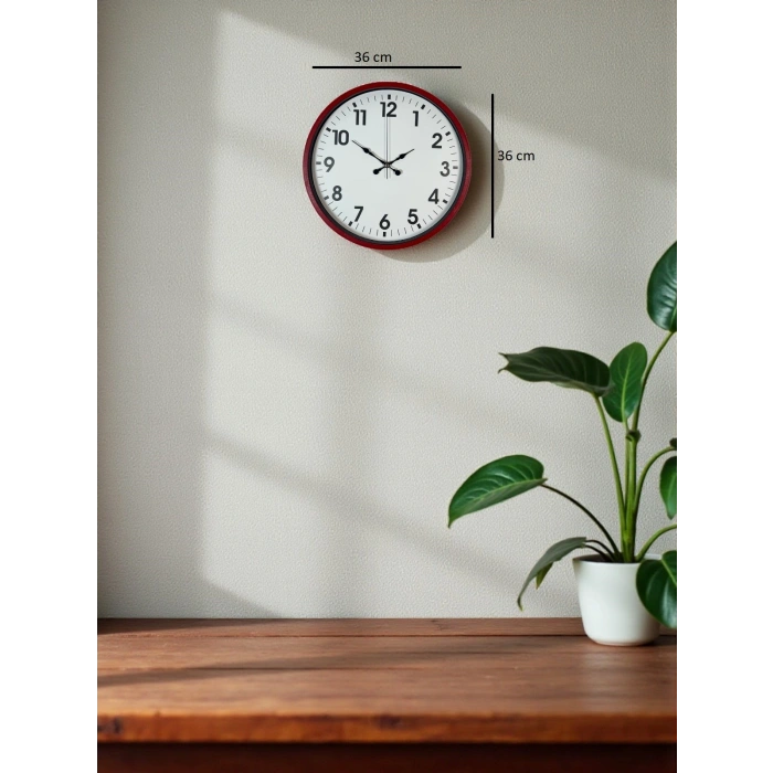 Zentime 36 Cm Red Decorative Wall Clock
