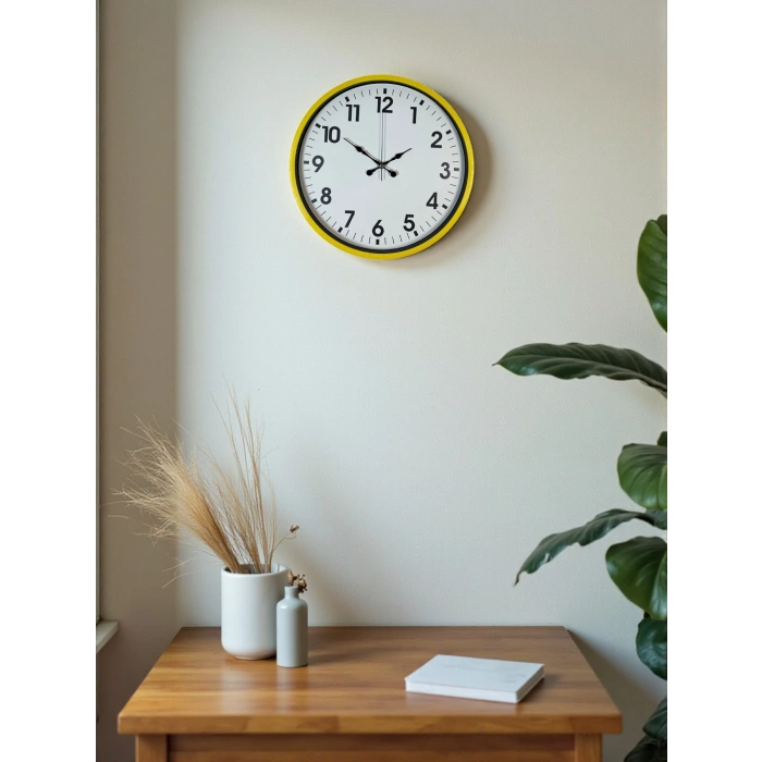 Zentime 36 Cm Yellow Decorative Wall Clock