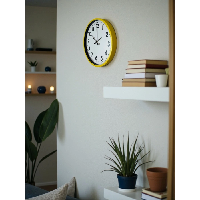 Zentime 36 Cm Yellow Decorative Wall Clock